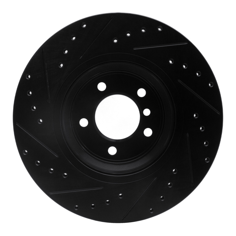 BMW 335I Brake Rotor (1) - Front Right - R1 Concepts - Drilled & Slotted - Black - `07-`15